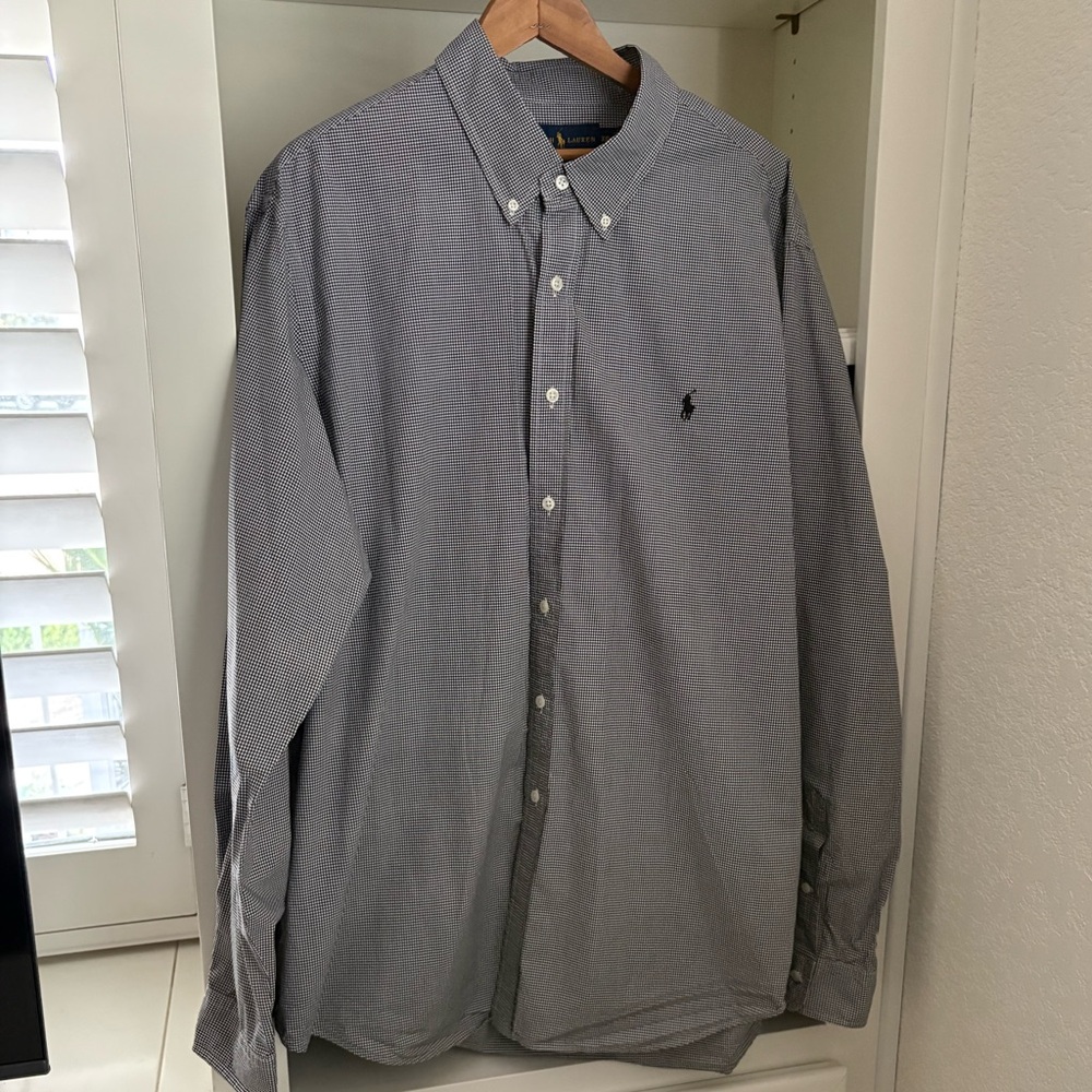 Polo Ralph Lauren XXL Men's Classic-Fit Stretch Poplin Shirt Black White Check
